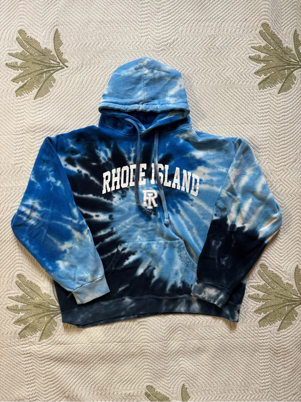 Rhode Island Tie-Dye Pullover Hoodie - Blue & Black